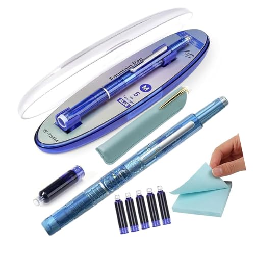 プレス万年筆 5 インクカートリッジ付き描画描画ジャーナリング格納式インクペン学生女性男性クリエイティブジャーナリングペン