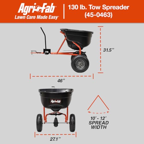 Agri-Fab 45-0463 130 lb. Tow-Behind Lawn & Garden Broadcast Spreader for Seed,Fertilizer,Salt,Ice Melt; Easy to use Flow Control from Seat of Riding Lawn Mower