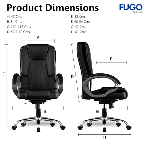 Image of FUGO FG13 Ergonomic Office Chair | Adjustable Height Swivel Chair with 360 Rotation | Comfortable Seating for Home Office & Study | Computer Desk Chair with 3-Year Warranty (Black)