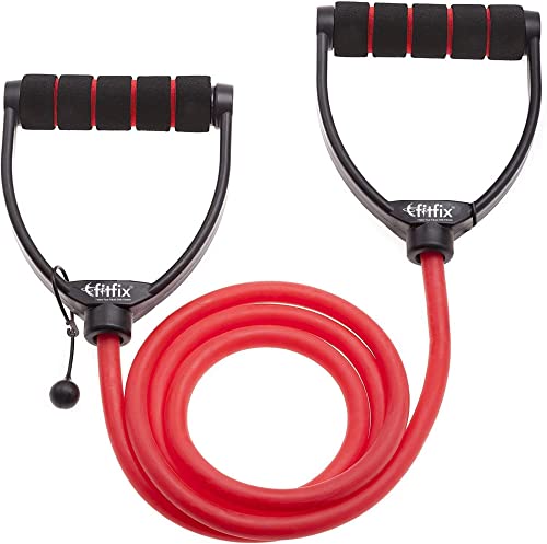 Image of Fitfix Resistance Tube Heavy Quality Exercise Band for Stretching, Full Body Workout, Home Gym and Toning for Men and Women (Single Tone Adjustable) for Stretch, Workout, Tone Your Body