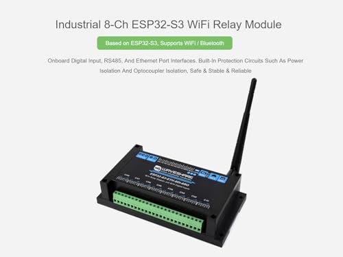 Industrial 8-Ch ESP32-S3 WiFi Relay Module, Onboard RS485, Digital Input, Relay, Ethernet Port and Multiple Isolation Protection Circuits, Supports RS485 and Bluetooth/WiFi Remote Control - Image 3