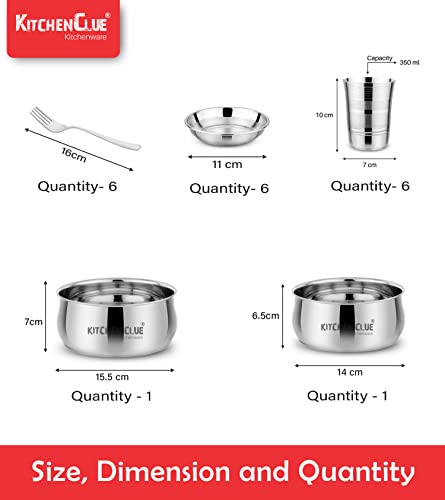 Premium Grade Quality Stainless Steel Dinner Set of 52 Pcs, Silver Touch Design - Attractive & Stylish Looks - Add Grace to Your Kitchen - Exclusive Kitchen Set for Home - Safe Durable