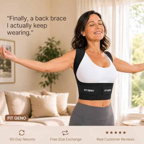 Image of Fit Geno Invisilite Posture Corrector for Women, Adjustable Back Brace for Hunchback Slouching, Upper Back Neck Shoulder Pain Relief, Lightweight Discreet Under Clothes, X-Large