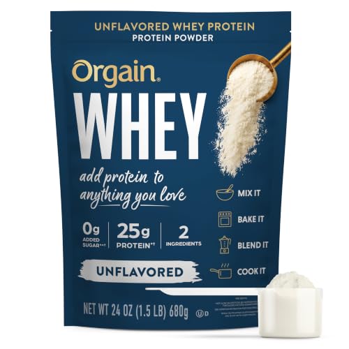 Orgain Unflavored 25g Whey Protein Powder, Non-GMO, 20 Servings, 24 Oz - image 1