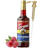 Red Raspberry Syrup for Drinks 25.4 Ounces | Torani with Little Squirt Syrup Pump