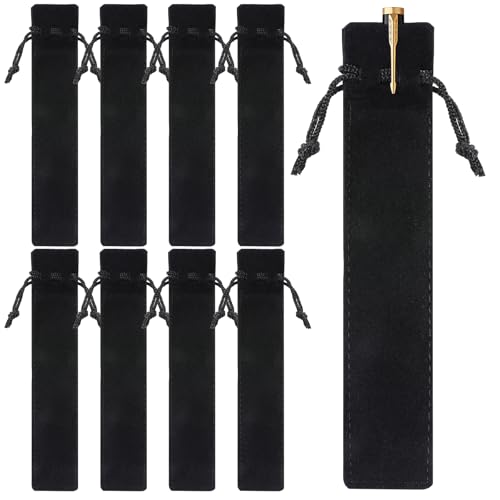 Image of 100 Pieces Velvet Pen Pouch with Drawstring, Black Pen Sleeves Nylon Pens Packing Bags Pencil Pouch Single Pens Sleeve Holder for Student Adult Office Business School Supplies