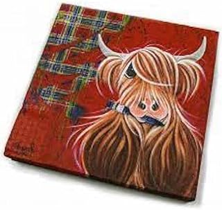Pack of 20 Scottish Highland Cow Coo McMoo Tartan Paint 3 Ply Paper Napkins