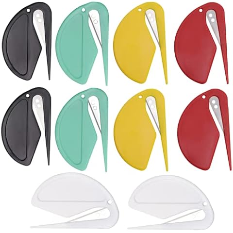 10 Packs Letter Openers Plastic Envelope Slitter Mail Slitter Mini Box Opening Knife Cutter for Package Paper Cut Safe Mail Opener in Home Office School Cover