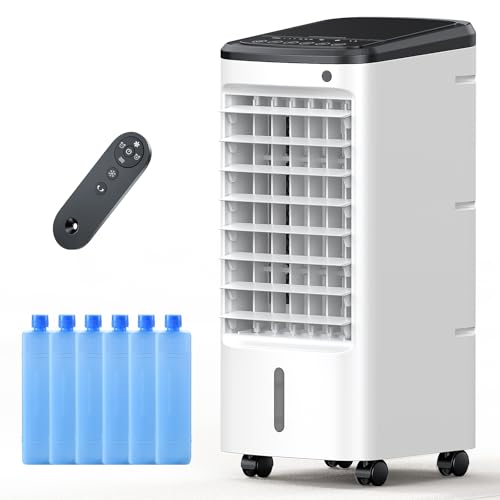 Windowless Portable Air Conditioners with Remote, Ventless Ac Unit Ductless Air Cooler, Hoseless Quiet Evaporative Oscillating Swamp Cooler, 6 Ice Box for Bedroom Indoor Outdoor Office Room