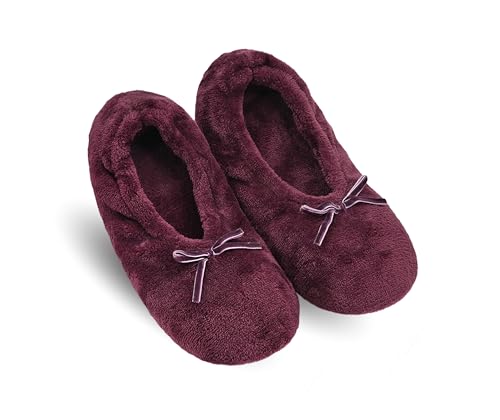Image of Keyela Women's Ballerina Slippers,Non-Slip Bedroom Slippers Socks | Soft fuzzy slipper socks for ladies Indoor home slippers Cozy sock slippers Ballet Slippers