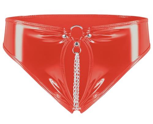 SEAUR Women Sexy Metallic Panties Shiny Booty Underwear Latex Leather Pvc Shorts Cheeky Bottom