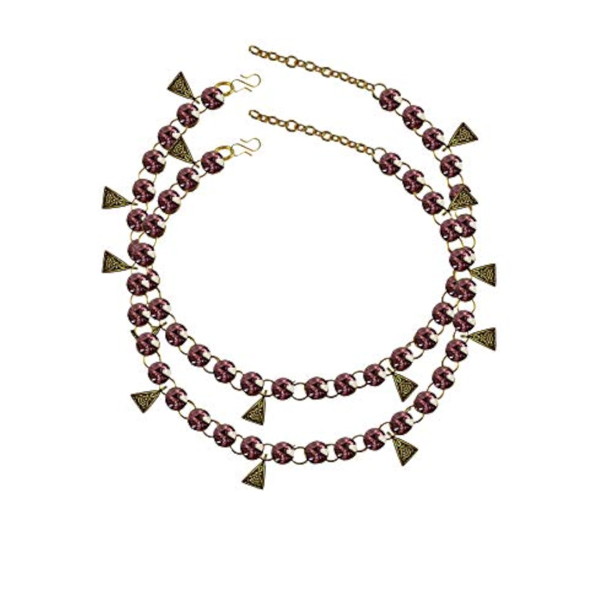 Women's Gold Plated Light Purple Stone Stud Anklet, Adjustable