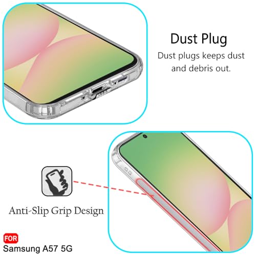 Image of TheGiftKart Back Cover for Samsung Galaxy A57 5G Case | Best Camera Protection | Inbuilt Dust Plugs & Anti-Slip Grip | Ultra Clear Soft Slim Galaxy A57 Back Cover Case (Silicone, Transparent)