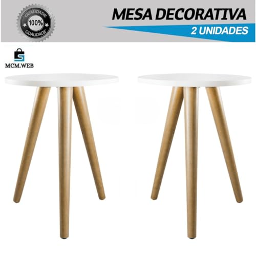 Jogo de Mesinha Lateral Redonda de Canto Para Sala Quarto Pé Palito Decoração