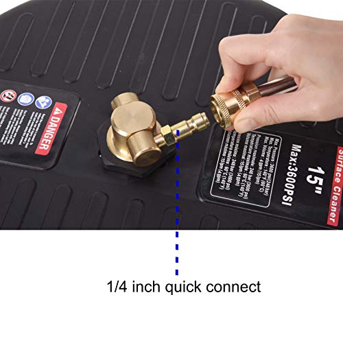 RIDGE WASHER Surface Cleaner for Pressure Washer, with 2 Replacement Screw Nozzle and Wand Extension, 15 Inch, 3600 PSI