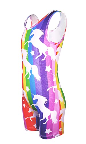 Luouse 2 Pack Sparkle Leotard For Girls Gymnastics With Shorts, Buttery Soft Girls Gymnastics Leotards Dance Unitards, Rainbow Unicorn #TOP5
