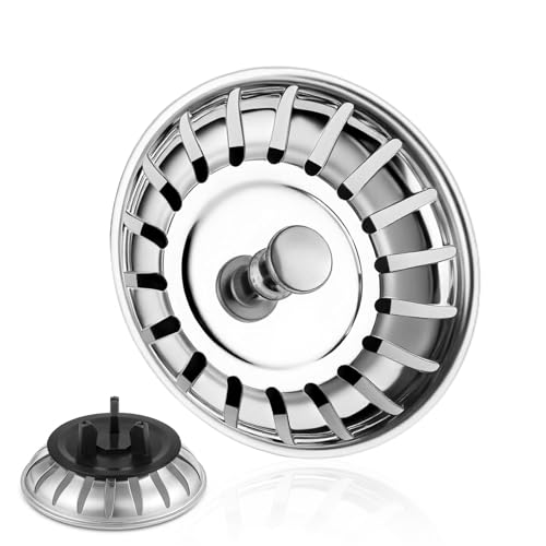 Tapón para Fregadero de Cocina (1 Unidad, Compatible con IKEA, 80 Mm, Acero Inoxidable, Filtro), Tapon Fregadero Franke, Tapón Colador con Junta