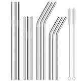 Lydnvjx 12 Pack of Reusable Stainless Steel Metal Straws, 3 Straight + 3 Bent...