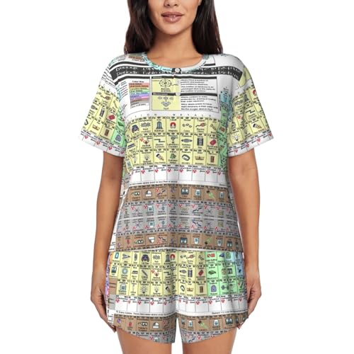 Pyjama tableau périodique femme idée cadeau originale ensemble de nuit ample à manches courtes