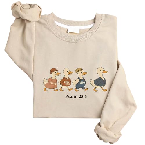 SMQIZR Surely Goodness Mercy Sweatshirt Psalm 23:6 Goose Hoodie Christian Faith Sweater Unisex