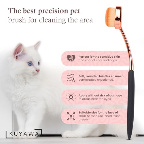 Image of Eye Cleaner Brush Pack of Two for Dogs and Cats | Large & Small Sizes | Effective Tear Stain Cleaner | Washable Superfine Fiber Hair | Long Tapered Bristles | Ergonomic Handle