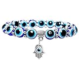  Ogquaton Premium Qualität Vintage Glück Armband Blaue Augen Perle Fatima Hand für Frauen und Männer Geschenke Schmuck