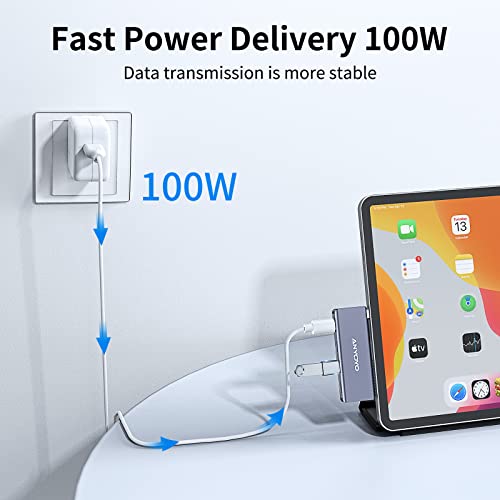 Image of ANYOYO USB C HUB,4 Port USB-C to USB-C Hub with 3 USB 3.2 Gen2 Ports(10Gbps),1 100W PD Port Compatible with MacBook Pro /MacBook Air /iPad Pro and Other USB C laptops,Support Charging(No Video)