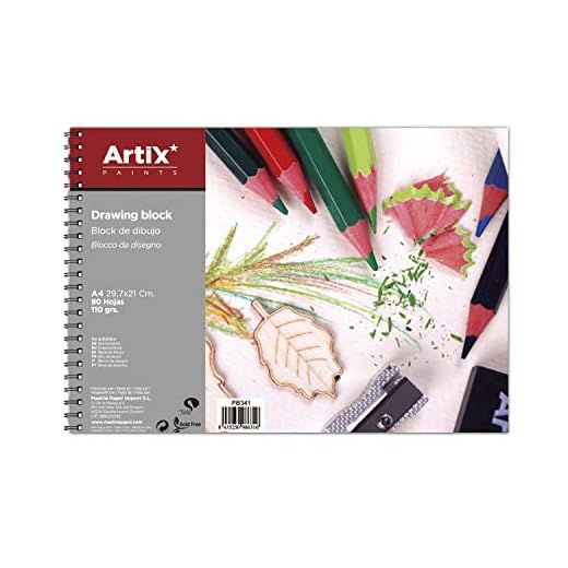 MP-ARTIX, Bloc de Dibujo, Tamaño A4, 80 Hojas de 110gr, Bloc de Bocetos con Espiral, 29.7x21 cm, Ideal para Dibujar con Carboncillo, Lápiz, Rotulador, Ceras o Pinturas