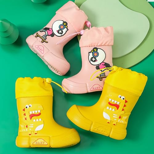 IWIHMIV Kids Rain Boots with an Elastic Drawstring Non Slip Toddler Rain Shoes Children Cartoon Print Water Boots4