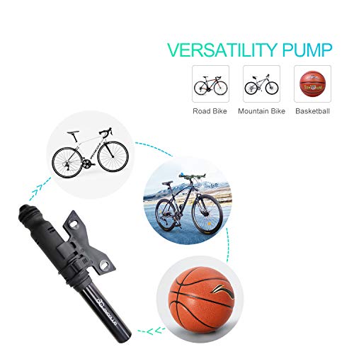 CYCPLUS Mini Portable Bike Tire Pump Bicycle Fram Mount Pump Fits Presta & Schrader Valve 120 PSI High Pressure for Road Mountain and BMX Bikes Includes Mount Kit A30 Black - Thumbnail 3