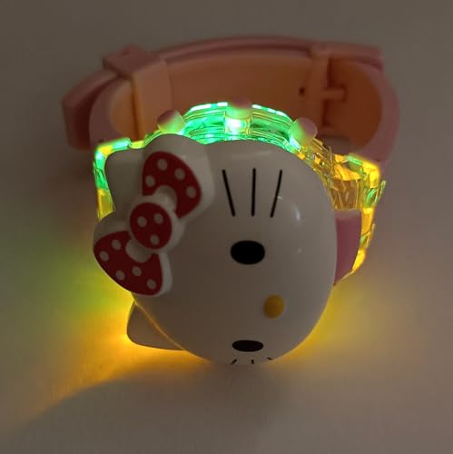 Image of Brishti 3D Kitty Cat Character Multicolored Glowing Light and Musical Digital Girl's Wrist Watch | Unique Cute Cartoon Character on Strap | Soft Silicone Strap | Suitable for Age 3-12 Year Kids