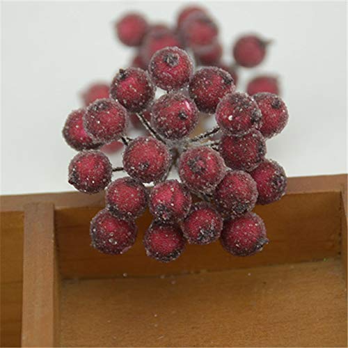 zorpia Pack of 200 Pieces Frosted Fruit Holly Berries Mini Christmas Artificial Berry Flower for Home, Wedding, Party, Birthday, DIY Decoration (Dark Red)