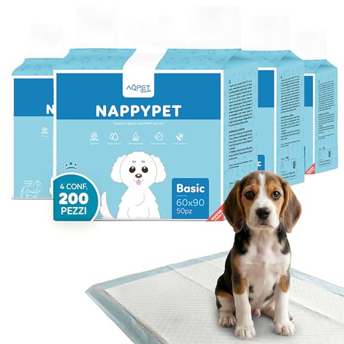 AQPET Tappetini igienici assorbenti Traverse per Animali Domestici Cuccioli Pannolini per Cane, 60x90 cm, 200 Pezzi