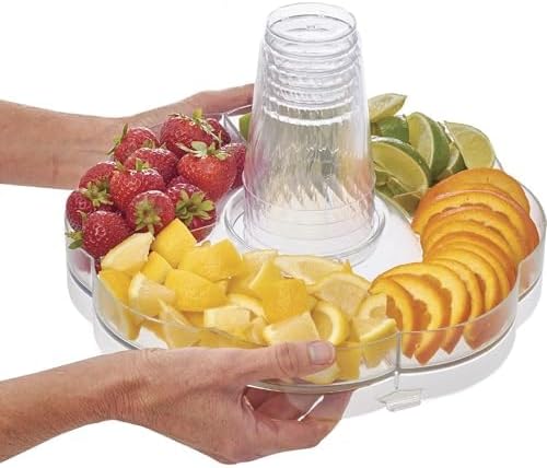 3.5 Gallon Beverage Dispenser with “Party-Top” Tray, Removable Ice-Cone, Lock-On Base & Easy-Flow Spigot, Break-Resistant Tritan with Embossed Mixing Marks, Dishwasher Safe