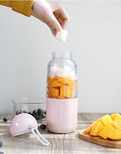 Portable Blender, Emsems USB Entsafter Tasse Smoothie Mixer für Obst Babynahrung Milchshakes mit Deckel Obst Mixer für Single Serve