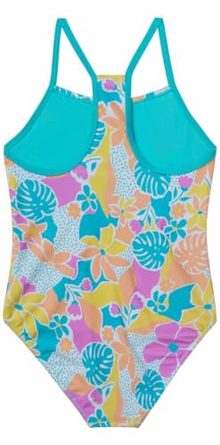 Image of Speedo Girls Thin Strap One Piece Swimsuit (US, Alpha, X-Large, Regular, Floral Turkish Sea Blue)