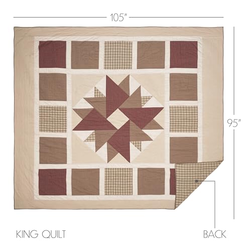 VHC-Brands-Cider-Mill-Reversible-Patchwork-King-Size-Quilt-Tan-Red-105×95 VHC Brands Cider Mill Reversible Patchwork King Size Quilt Tan Red 105×95