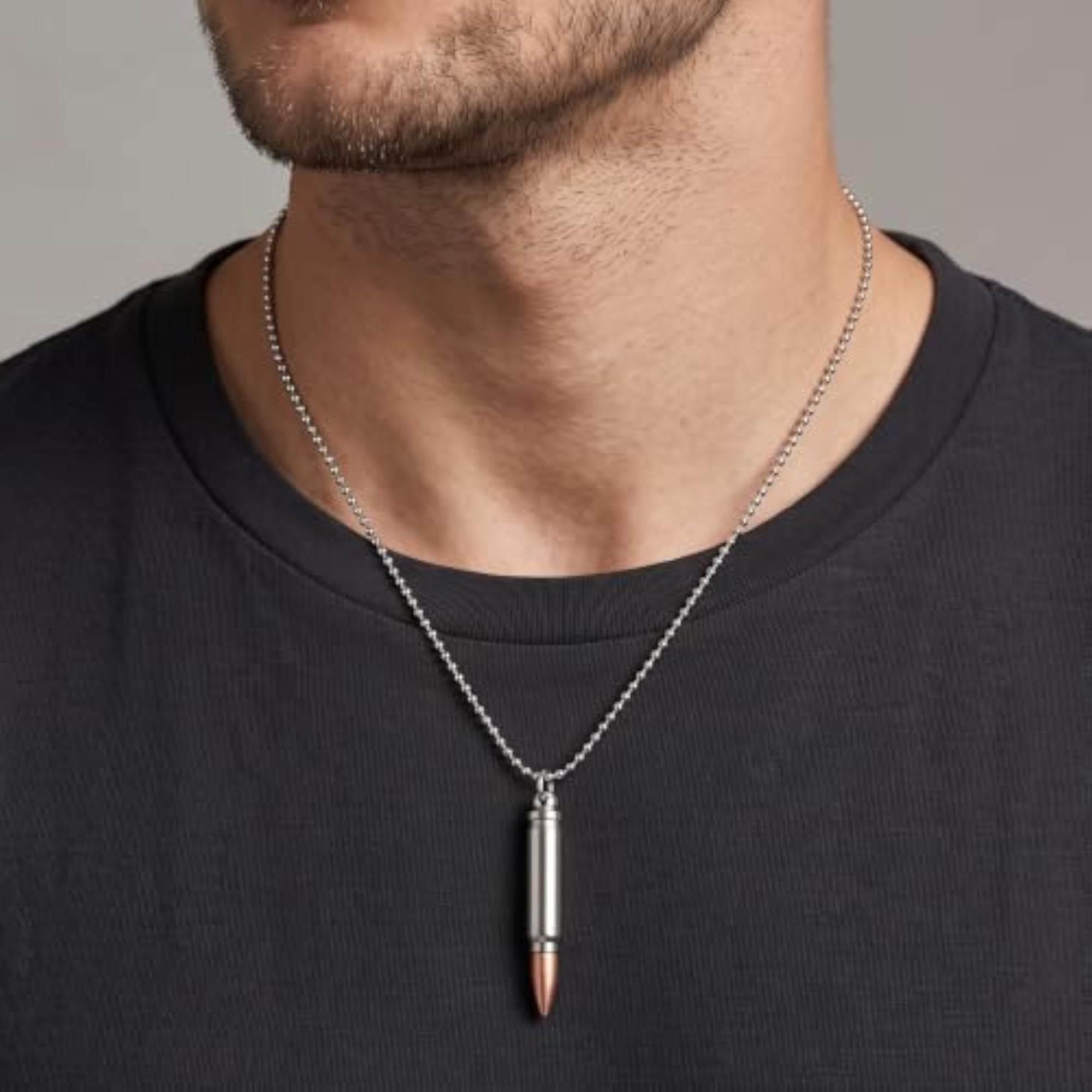 Brass Silver Bullet with Copper Tip Pendant, Unisex