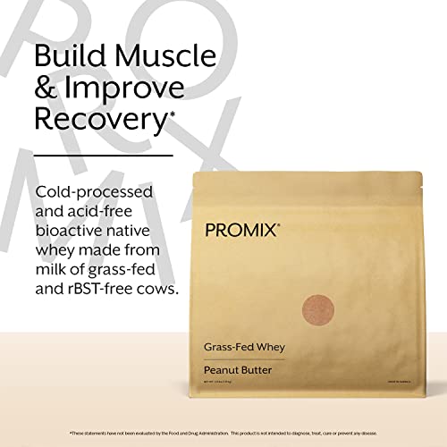 Promix Whey Protein Powder, Peanut Butter - 5lb Bulk - Grass-Fed & 100% All Natural - Post Workout Fitness & Nutrition Shakes, Smoothies, Baking & Cooking Recipes - Gluten-Free & Keto-Friendly