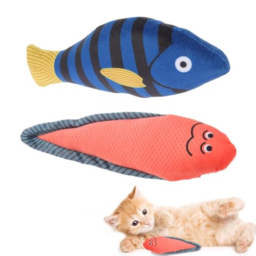 GNALIA 2 Catnip Giocattoli Per Gatti A Forma Di Pesce Per Gattini,Pesce Giocattolo Per Gatto, Giochi Interattivi Per Giocare, Mordere, Masticare