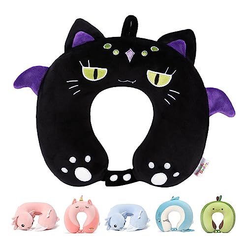 Image of Kids Travel Neck Pillow for Ages 3-8, Memory Foam, Removable Cover, Cat