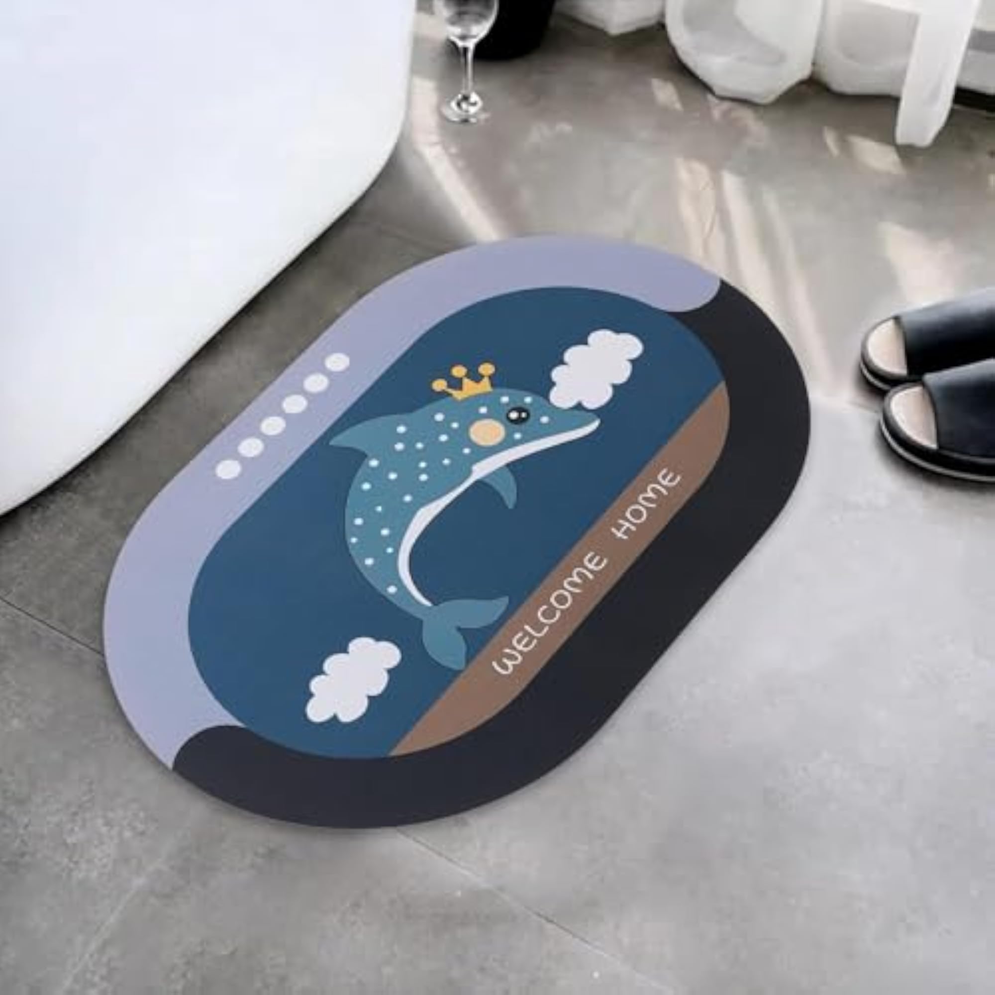 PVC Shower Bath Mat, Oval Design