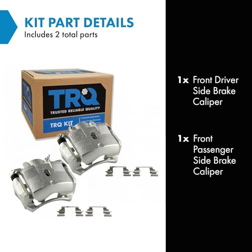 Image of TRQ Front Brake Caliper Set Zinc Coated Brackets Hardware Compatible with 2006-2011 Chevrolet HHR 2004-2008 Malibu 2006-2007 Pontiac G6 2007-2008 Saturn Sky