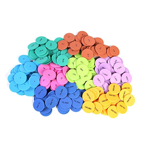 hand2mind Soft Foam Place Value Disks 8 Values Counting Chips for Kids Math Counters Kindergarten Math Teacher Supplies Base 10 Math Manipulatives for Elementary School (Pack of 200)