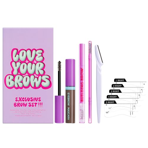 Juego de lápices de cejas para cejas, juego de cejas resistente al agua, 10 piezas de maquillaje de ojos, con rímel, crema de cejas, tarjeta de cejas, recortador de cejas para