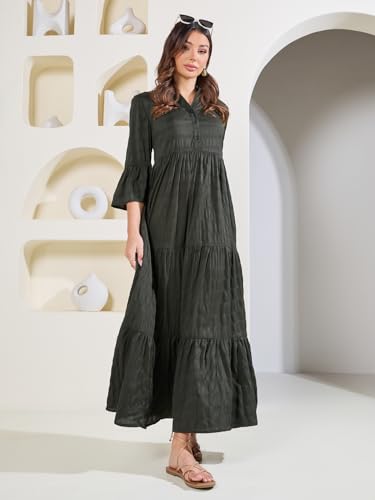 Image of Styli Women Tired Maxi Dress | Flowy Silhouette with Comfortable Fit | Elegant and Stylish Design | Perfect for Casual and Occasion Wear