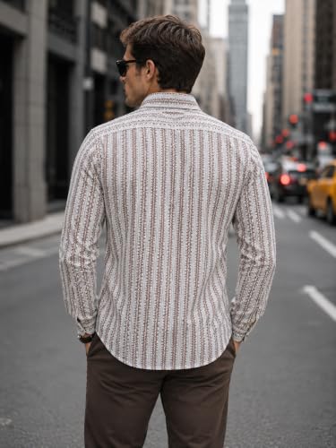 Image of Lymio Men Shirt | Men's Striped Button Down Shirt - Slim Fit Casual & Resort Wear Shirts for Men | Premium & Trendy | Summer and Vacation Ready (Crazy-Full)