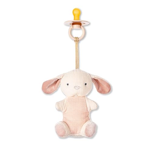 Miniatura 9 de Itzy Ritzy Juego de Chupón y Lovey - Chupón de Goma Natural con Lovey de Animal de Peluche - Soporte de Chupón con Lazo de Velor Desmontable y