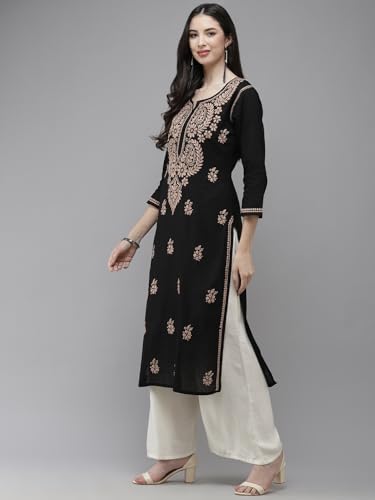 Image of Ada Hand Embroidered Lucknowi Chikankari Cotton Kurta Kurti for Women A411191