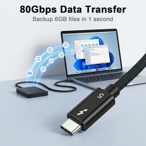 Image of Verilux PD 240W Short Type C Cable Fast Charging 0.5M, 80Gbps High Speed C Type Charger Cable Support 16K /8K HD Video Output for iPhone 17 /16 /15, Galaxy S26 /S25 /S24 /S23, Thunderbolt 5 /4, MacBook
